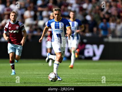 London, UK. 21st Aug, 2022. London UK 21st August 2022Leandro Trossard (Brighton) during the West Ham vs Brighton Premier League match at the London Stadium Stratford. Credit: MARTIN DALTON/Alamy Live News Stock Photo