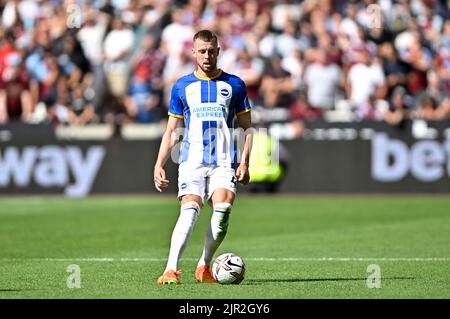 London, UK. 21st Aug, 2022. London UK 21st August 2022Adam Webster (Brighton) during the West Ham vs Brighton Premier League match at the London Stadium Stratford. Credit: MARTIN DALTON/Alamy Live News Stock Photo