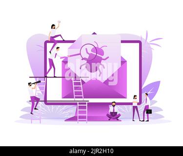 Virus message in flat style. Vector design. Flat style characters. Vector graphic. Stock Vector