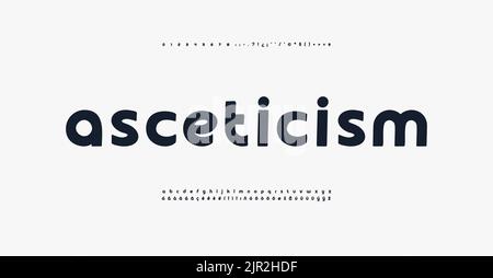Minimalistic clean contemporary font, modern Bauhaus lowercase letters and numbers typeset for headline, logo, quotes, fashion, photography, branding Stock Vector