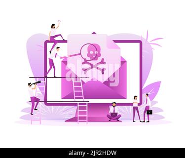 Virus message in flat style. Vector design. Flat style characters. Vector graphic. Stock Vector