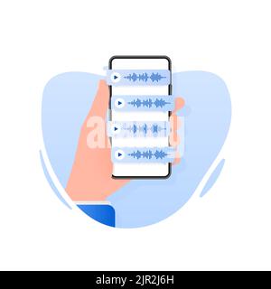 Voice messages bubbles, Message notification. Messengers and social media. Vector illustration. Stock Vector