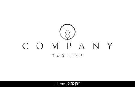 Vector logo on which an abstract image of a candle flame in the form of a leaf in a circle. Stock Vector