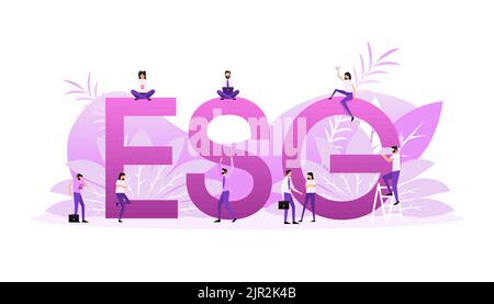 Green esg people. Finance isometric. Business concept Stock Vector