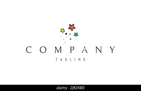 Vector logo on which an abstract image of a salute of multi-colored stars. Stock Vector