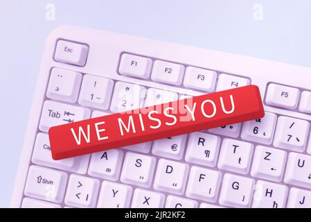 Writing displaying text We Miss You. Business showcase Feeling sad because you are not here anymore loving message -48837 Stock Photo