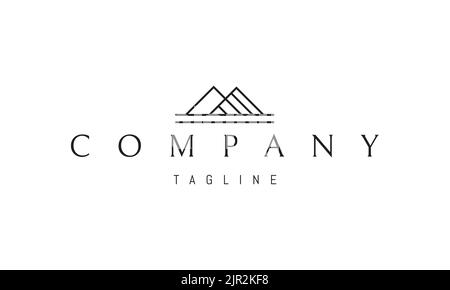Vector logo on which an abstract image of two mountains in the shape of the letter M. Stock Vector