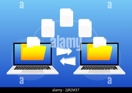 File Transfer. Files transferred Encrypted Form. Vector stock illustration Stock Vector