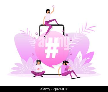Hashtag people, great design for any purposes. Flat vector illustration. Isometric vector Stock Vector