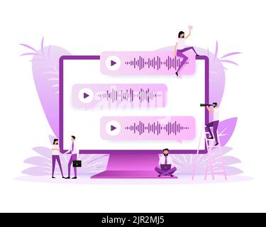 Voice messages bubbles, Message notification. Messengers and social media. Vector illustration. Stock Vector