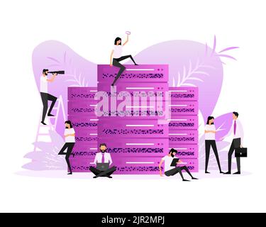 Data center people. Vector illustration digital design Stock Vector