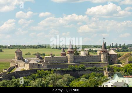 The ancient Kamyanets-Podilsky castle located in the historical city of Kamyanets-Podilsky, Ukraine. Stock Photo