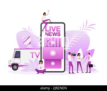 Live news people, great design for any purposes. Flat vector illustration Stock Vector