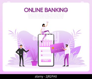 Utility bill online payment concept. Vector flat cartoon illustration ...