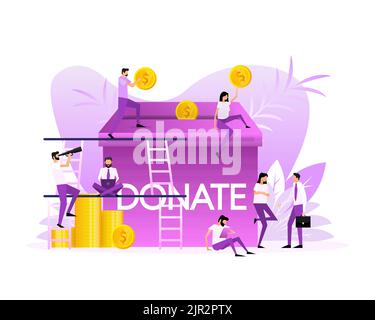 Flat donate people for concept design. Flat style people vector illustration Stock Vector