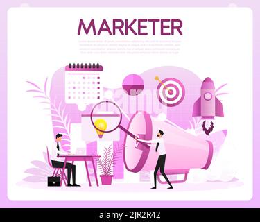 Digital marketing concept. SEO Optimisation. Social media marketing. Vector illustration. Stock Vector