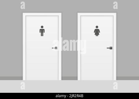 Cartoon door. Opened and closed wooden doors. Vector illustration. Stock Vector