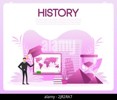 History lesson. History school subject. Vector illustration. Stock Vector