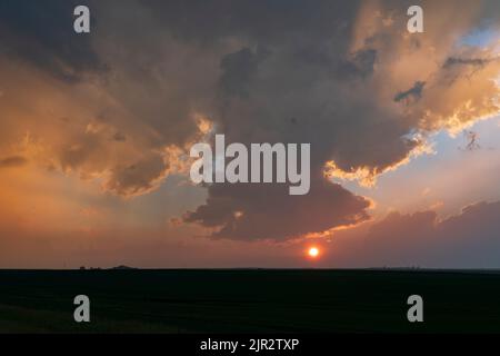 Storm clouds at sunset near Assiniboia, Saskatchewan, Canada. Stock Photo