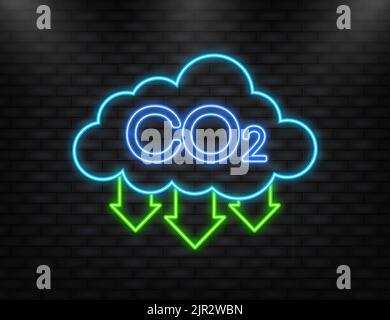 Co 2 emissions in flat style on green background. Simple vector illustration. Vector flat illustration Stock Vector