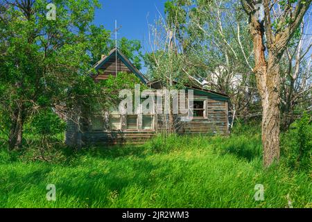 Abandoned buildings at the ghost town of Bromhead, Saskatchewan, Canada. Stock Photo