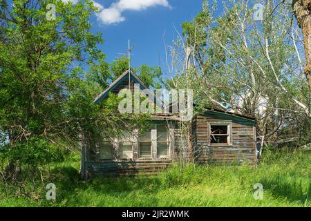 Abandoned buildings at the ghost town of Bromhead, Saskatchewan, Canada. Stock Photo