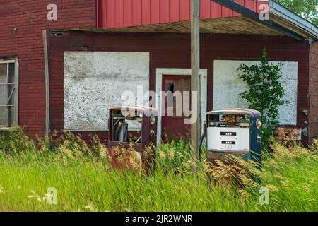 Abandoned buildings at the ghost town of Bromhead, Saskatchewan, Canada. Stock Photo