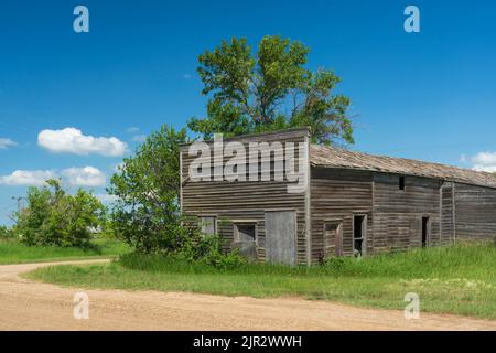 Abandoned buildings at the ghost town of Bromhead, Saskatchewan, Canada. Stock Photo