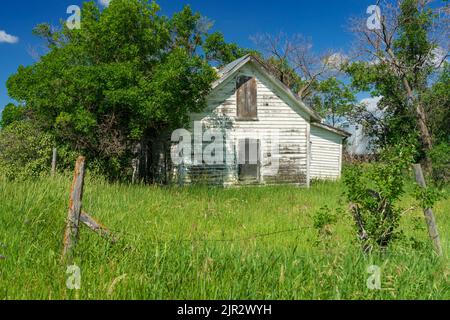 Abandoned buildings at the ghost town of Bromhead, Saskatchewan, Canada. Stock Photo