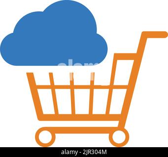 Cloud, cart, shopping icon - Simple editable vector EPS file. Stock Vector