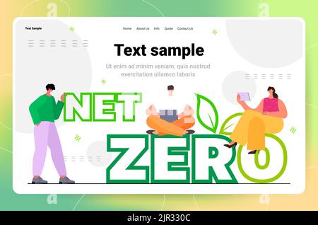 carbon credit net zero concept people using digital gadgets responsibility of co2 emission environmental conservation Stock Vector