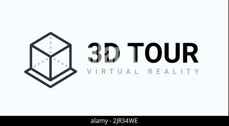 3d tour virtual icon ar camera platform vector game. 360 vr 3d tour icon. Stock Vector