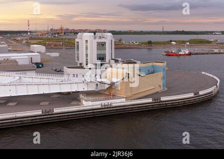 Northern edge of Navigation Pass S-1 of Saint Petersburg Dam, the Saint Petersburg Flood Prevention Facility Complex completed in 2011 Stock Photo