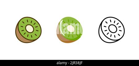 Kiwi flat line vector fruit icon illustration isolated logo. Kiwifruit cartoon flat line icon Stock Vector