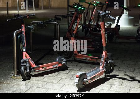 Electric scooters in Liverpool Stock Photo