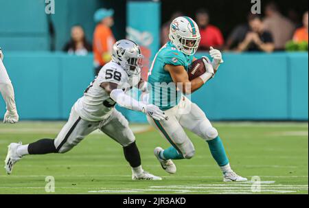 Miami Dolphins tight end Durham Smythe (81) walks on the field