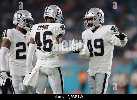 Las Vegas Raiders cornerback Rock Ya-Sin (26) leaves the field against the Indianapolis  Colts during the first half of an NFL football game, Sunday, Nov 13, 2022,  in Las Vegas. (AP Photo/Rick