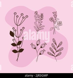 five flowers garden icons Stock Vector