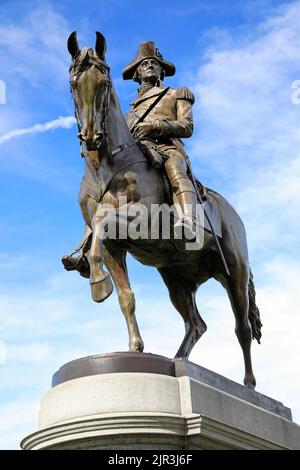 George Washington statue is the famous landmark in Boston Public Garden, USA Stock Photo