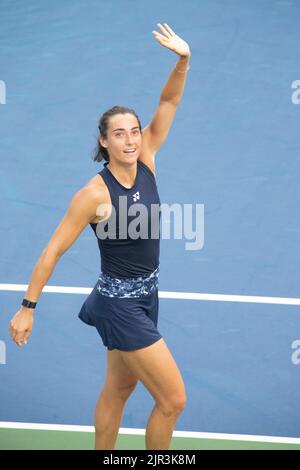 Mason, OH, USA. 20th Sep, 2022. Western and Southern Open Tennis, Mason, OH - Caroline Garcia celebrates beating opponent Petra Kvitova in the finals. Garcia won 6-2, 6-4. August 21, 2022 - Photo by Wally Nell/ZUMA Press (Credit Image: © Wally Nell/ZUMA Press Wire) Stock Photo