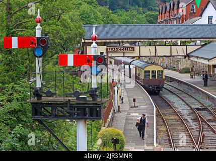 Llangollen historic railway station, The Station, Abbey Road , Llangollen, Denbighshire, Wales, UK,  LL20 8SN Stock Photo