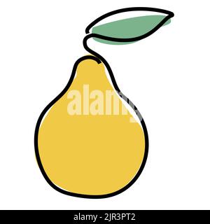 Simple color continuous one line drawing of an pear fruit. Hand drawn style design for agriculture and healthy life concept - Vector illustration Stock Vector