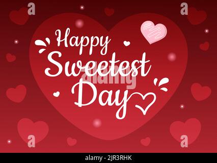 Happy Sweetest Day on 21 October Sweet Holiday Event Hand Drawn Cartoon Flat Illustration with Cupcakes and Candy in a Pink Background Stock Vector