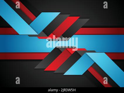 Contrast red and blue abstract geometric paper background. Vector tech corporate design Stock Vector