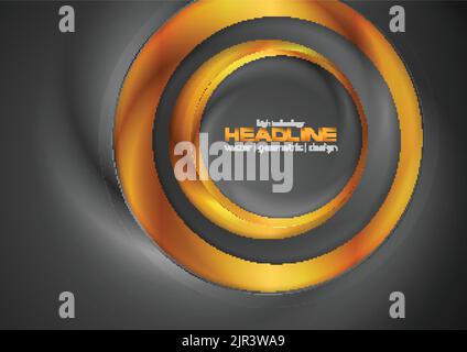 Dark bronze abstract glossy circles vector background Stock Vector