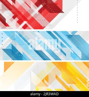 Bright technology geometric abstract minimal banners. Vector backgrounds Stock Vector