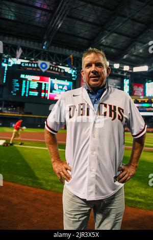 Former New Orleans Saints head coach Sean Payton poses before throwing out the first pitch at an MLB baseball game between the Arizona Diamondbacks an Stock Photo