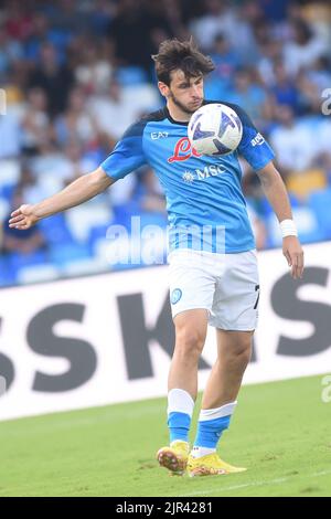 Khvicha Kvaratskhelia of SSC Napoli in action during the Serie A match
