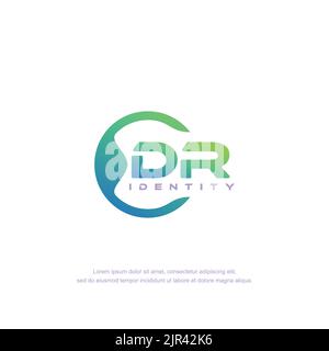 DR Initial letter circular line logo template vector with gradient color Stock Vector