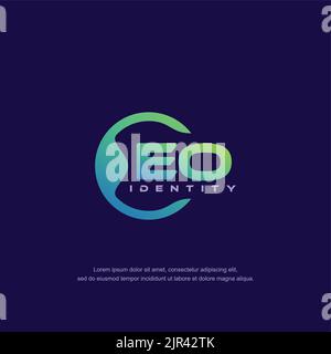 EO Initial letter circular line logo template vector with gradient color Stock Vector